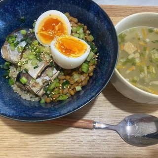 サバ納豆丼